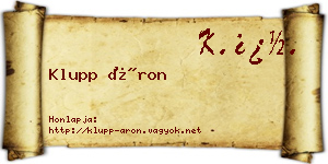 Klupp Áron névjegykártya
